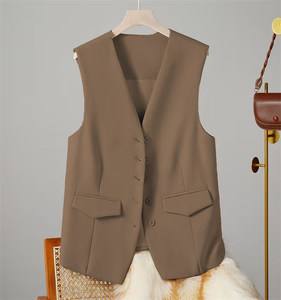 Haute qualité costume gilet femmes <span class=keywords><strong>sans</strong></span> manches manteau Style plaine affaires boutons gilet costume - Product Image 3