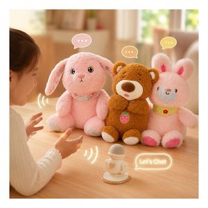 Jouet en peluche Lapin IA à réponse vocale, fourrure courte, compagnon mignon et confortable pour enfants, directement de l'usine - Product Image 1