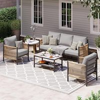 Set Furnitur Teras Luar Ruangan dari Paduan Aluminium, Kombinasi Resepsi Teras Modern, Cocok untuk Balkon dan Beranda