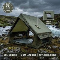 Tente gonflable Green Pro 6,3 m² pour 4 saisons avec cheminée intégrée, montage rapide, tente à poteaux pneumatiques