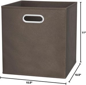 High Quality Collapsible Square <b>Fabric</b> <b>Storage</b> Organizer Bins 6-Pack 10.5 X 10.5 X 11 Inches Taupe - Product Image 1