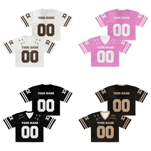 Pure Custom Dames Amerikaans Voetbal Cropped Jersey V Hals Cropped T-Shirt Sublimatie Print Mesh Voetbal Jersey Crop Top - Product Image 1