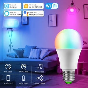 Ampoule WiFi 2.4G avec télécommande RGB, ampoule LED à commande sans fil européenne, dimmable, culot E26, ampoule A19, lumière ambiante - Product Image 2