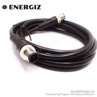 Hochwertiger 8-poliger M12-Stecker mit PVC-Kabel Schwarz und Code