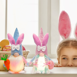 2024 nuova decorazione di Pasqua all'ingrosso uova da coniglietto di carote di ravanello primavera bambola senza volto Rudolph luci peluche conigli di Pasqua idea regalo - Product Image 3