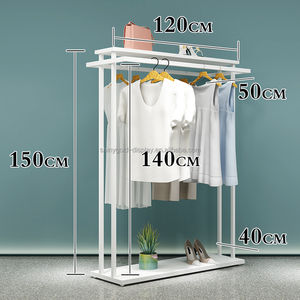 Tienda de ropa Tamaño personalizado Tienda de ropa Estante de exhibición de ropa Soportes de ropa <span class=keywords><strong>Boutique</strong></span> Estante de ropa <span class=keywords><strong>blanco</strong></span> para <span class=keywords><strong>Boutique</strong></span> - Product Image 4