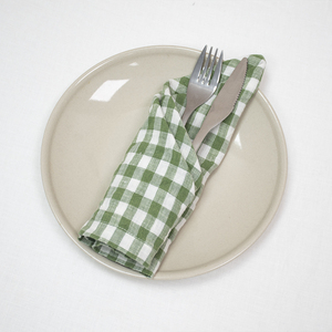 Oeko Tex Green Gingham Check hand gefertigten Hohlsaum Stein gewaschen 100 Prozent Französisch Leinen Tischs ervietten - Product Image 5