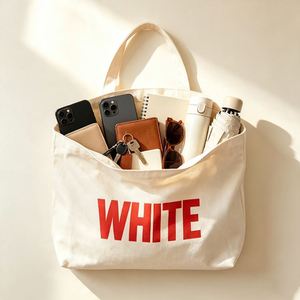 8oz 10oz 12oz Custom Canvas <b>Tote</b> <b>Bag</b> <b>with</b> <b>Shoulder</b> <b>Strap</b> Eco-friendly Reusable Foldable & Custom Letter Print for Daily Shopping - Product Image 3