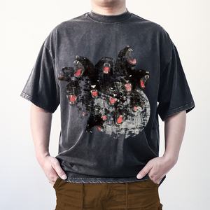 เสื้อยืด300Gsm พิมพ์ลาย DTG สำหรับผู้ชายเสื้อผ้าแนวสตรีทกราฟิกแนวสตรีทผ้าคอตตอน100โอเวอร์ไซส์ออกแบบได้ตามต้องการ - Product Image 2