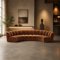 Canapé modulable incurvé de luxe léger et vintage, en velours populaire, pour salon, hôtel, gîte et maison modèle
