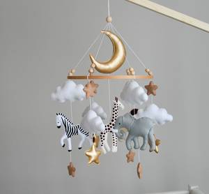 Sur la vente fait à la main couleur magnifique feutre teddy nursery bébé berceau <span class=keywords><strong>mobile</strong></span> avec bague en bois - Product Image 1