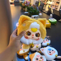 Baby Drei Glückskatzen Reißverschlusstaschen-Serie Blindbox Mode-Dekorationskollektion Modellfigur Niedlicher Anhänger Plüschpuppe Unisex