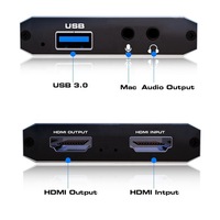 Tarjeta de Captura de Video Hardrock Metal USB 3.0 para HDMI IN/OUT, Entrada/Salida de Audio de 3.5mm, Compatible con Juegos en Vivo, FCC CE