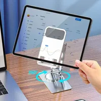 Support de téléphone et tablette rotatif à 360 degrés en alliage d'aluminium, support de bureau pliable, support mobile universel réglable pour bureau