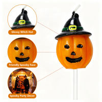 Halloween-Kürbiskerze mit Hexenhut 3D-Geschnitzter Geburtstagstorten-Dekor Rauchfreies Paraffinwachs Party-Dekoration