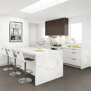 DAIYA kitchen cabinet with lacquer finish design kitchen cabinets design waterfall countertop