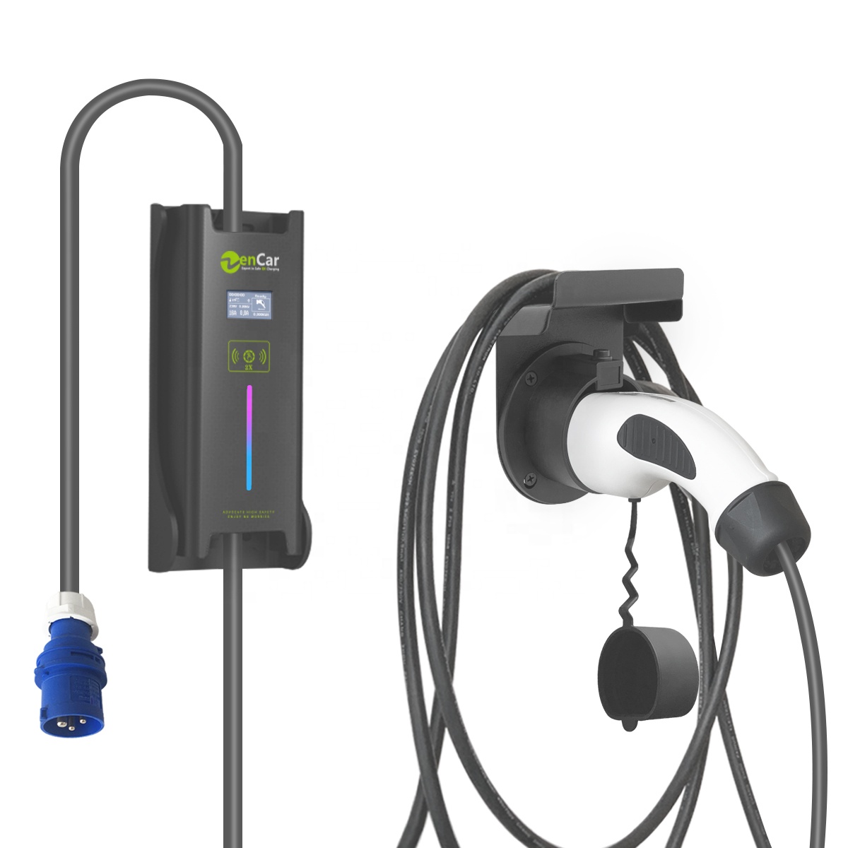 IEC 62196 16A Уровень 2 портативное зарядное устройство для электромобилей Тип 2 с синей CEE
