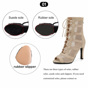 Botas de Baile Latino para Mujer, Zapatos de Baile de Salón para Damas y Niñas, Suelas Suaves, Zapatos de Tango/Salsa, Tacón Delgado Sexy de 7cm-11cm - Product Image 4