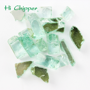 Copeaux de verre trempé <span class=keywords><strong>vert</strong></span> 1/2'' réfléchissants, blocs plats solides pour foyer extérieur, usage décoratif moderne - Product Image 2