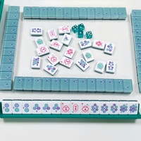 Wind Sparrow Mahjong américain de luxe moderne en acrylique ultra-transparent avec motifs en cristal, ensemble complet pour 4 joueurs, jeu de table en boîte à motifs de dessins animés
