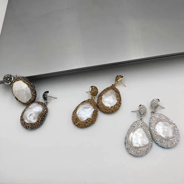 2023 moda lágrima pera conjunto circón perla Irregular Vintage pendientes moda chapado en oro latón cobre pendientes joyería mujeres niñas
