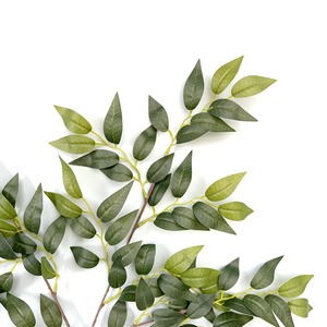Foglie verdi artificiali di qualità Banyan francese albero foglia giardino abbellimento decorazione di nozze stelo verde - Product Image 4