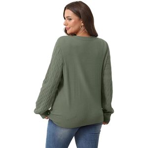 เสื้อสเวตเตอร์ไหมพรมถักลายเคเบิ้ล คอวี แขนยาว สำหรับผู้หญิง ยี่ห้อ FOXA รุ่นกันขนร่วง  แบบลำลองสำหรับฤดูใบไม้ร่วง  ขนาด 12 GG - Product Image 5