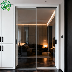 ฉากกั้นกระจกนิรภัยประตูบานเลื่อนอลูมิเนียมอัลลอยวัสดุสำหรับโรงแรมห้องน้ำราวแขวน - Product Image 4