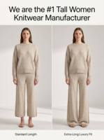 Maßgeschneiderte Winter-Loungehose mit Extra-Langer Beinlänge, Nahtlos, Bequem, Hochgeschnitten und Weitem Bein für Große Frauen
