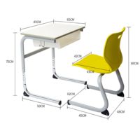 Ensemble de bureau et chaise d'école réglables avec boîte à livres en plastique, cadre cantilever en U, table d'étude ergonomique, mobilier scolaire