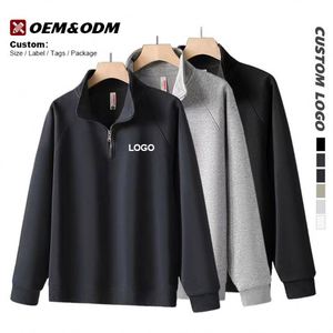Nueva Llegada Sudadera con Capucha para Hombre, Transpirable, Personalizada, Negra, Estilo Waffle, Oversize, con Cierre de 1/4, Cuello Camisero y Media Cremallera - Product Image 3