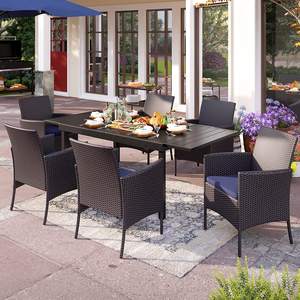 Canapé de jardin <span class=keywords><strong>royal</strong></span> en rotin à vendre, ensemble de salle à manger, meubles d'extérieur, combinaison table et chaises en rotin - Product Image 4