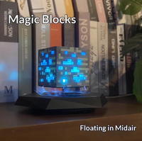 Lampe à bloc de minerai pixelisé à lévitation magnétique, veilleuse LED à changement de couleur pour chambre à coucher