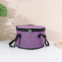 Sac isotherme pour pizza violet, cylindrique, 11 pouces, avec doublure en aluminium, fermeture éclair, poignée souple, pour livraison et pique-nique