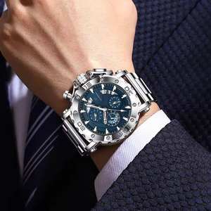 POEDAGAR 892 Fashion Watch For Men Calendar Luminous Waterproof Man <b>Clock</b> Male Chronograph Stainless Steel Men's Quartz Watch - Product Image 4