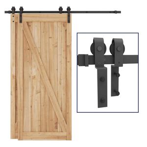WEKIS Modern Brass Barn Door Hardware with <b>Remote</b> <b>Control</b> Satin Black Finish 1 Year Warranty Screws Included for Outdoor Use - Product Image 1