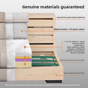 Gran oferta, juego de sofá de cuero de tres asientos eléctrico italiano moderno, brazo de madera maciza, reclinable multifuncional, madera de cuero genuino - Product Image 3