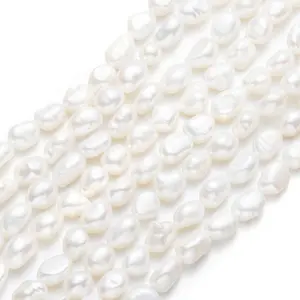Pépite baroque d'eau douce AA 6mm 7mm 8mm 9mm 10mm brins de perles véritables blanches naturelles - Product Image 1