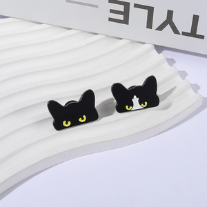 Gothic mata besar Pin Enamel kucing hitam lucu Kitty gelap Humor gaya bros kerah Lapel lencana grosir hadiah perhiasan untuk anak-anak teman-teman - Product Image 2