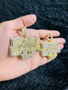 18K placcato oro Hip Hop uomo ragazzo gioielli ghiacciato Bling CZ denaro che segna trappola significativa lettera ciondolo Miami cubana festa di nozze - Product Image 3