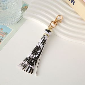 YY Cheap PU Leather Tassel Bag Charm Colorful Leather Tassels <b>Keychain</b> Beautiful Leather Key Rings Bag for Women - Product Image 3