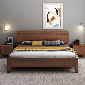 Nordic Solid Wood Walnut 1.8M Double <b>Bed</b> Modern Minimalist Platform <b>Bed</b> Bedroom Furniture - Product Image 1