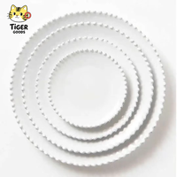 Service de table en céramique blanche TGYW, assiettes rondes blanches avec bordure perlée pour restaurant, fête, mariage, décorations de table