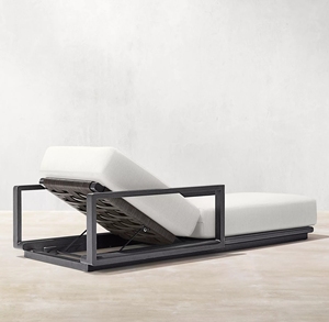 سرير نهاري فاخر مع وسائد سميكة كراسي استلقاء شمسية معدنية أنيقة لأثاث المسبح الجانبي - Product Image 4