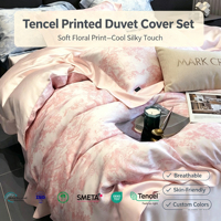 Parure de lit et housse de couette 100 % Lyocell rafraîchissante pour l'été, 300 fils au pouce carré