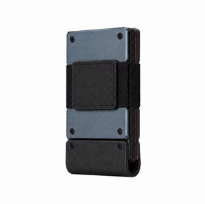 Snelle toegang aluminium kaarthouder creditcardportemonnee met trekstripje echt lederen geldriem voor zakenreizen - Product Image 3