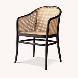 Sassanid OEM Café europeo Iconic Silla de madera curvada Comedor americano July Cane Barrel Comedor Sillón - Product Image 4