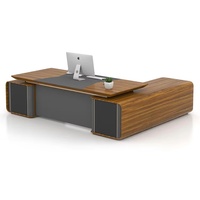 Bureau de direction contemporain haut de gamme en bois massif et MDF, style moderne, pour PDG et directeurs, couleur marron, garantie 3/5 ans, usage commercial