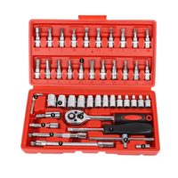 Kit d'outils de réparation automobile 46 pièces, jeu de clés, outils de réparation mécanique, jeu de clés à douilles, tournevis, outils auto