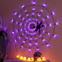 Guirlande lumineuse décorative d'Halloween avec araignées et chauves-souris, guirlande lumineuse d'extérieur en forme de toile d'araignée pour Halloween, décoration extérieure